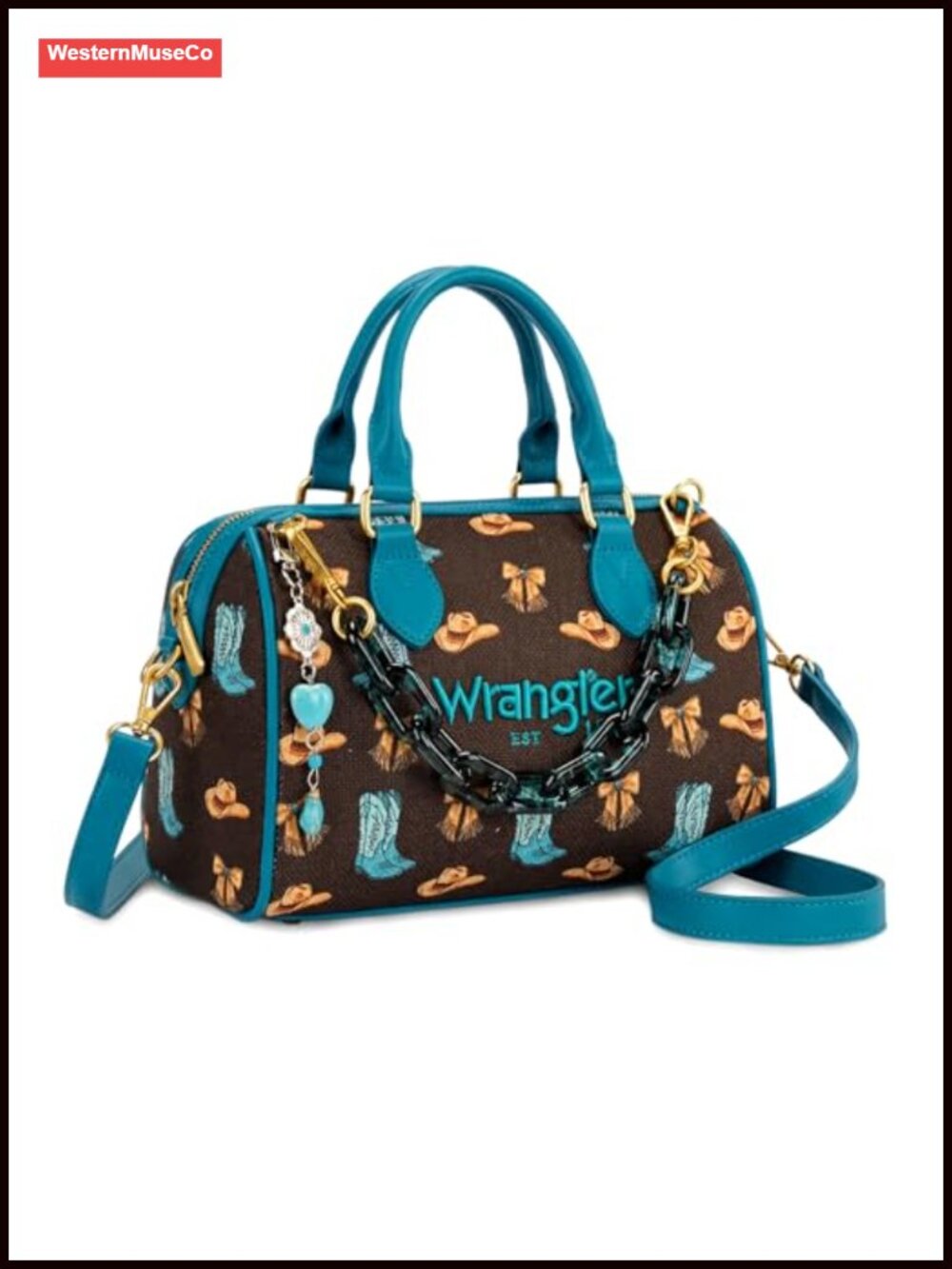 Western Satchel Top Handle Handbag Chain Strap Crossbody Purse